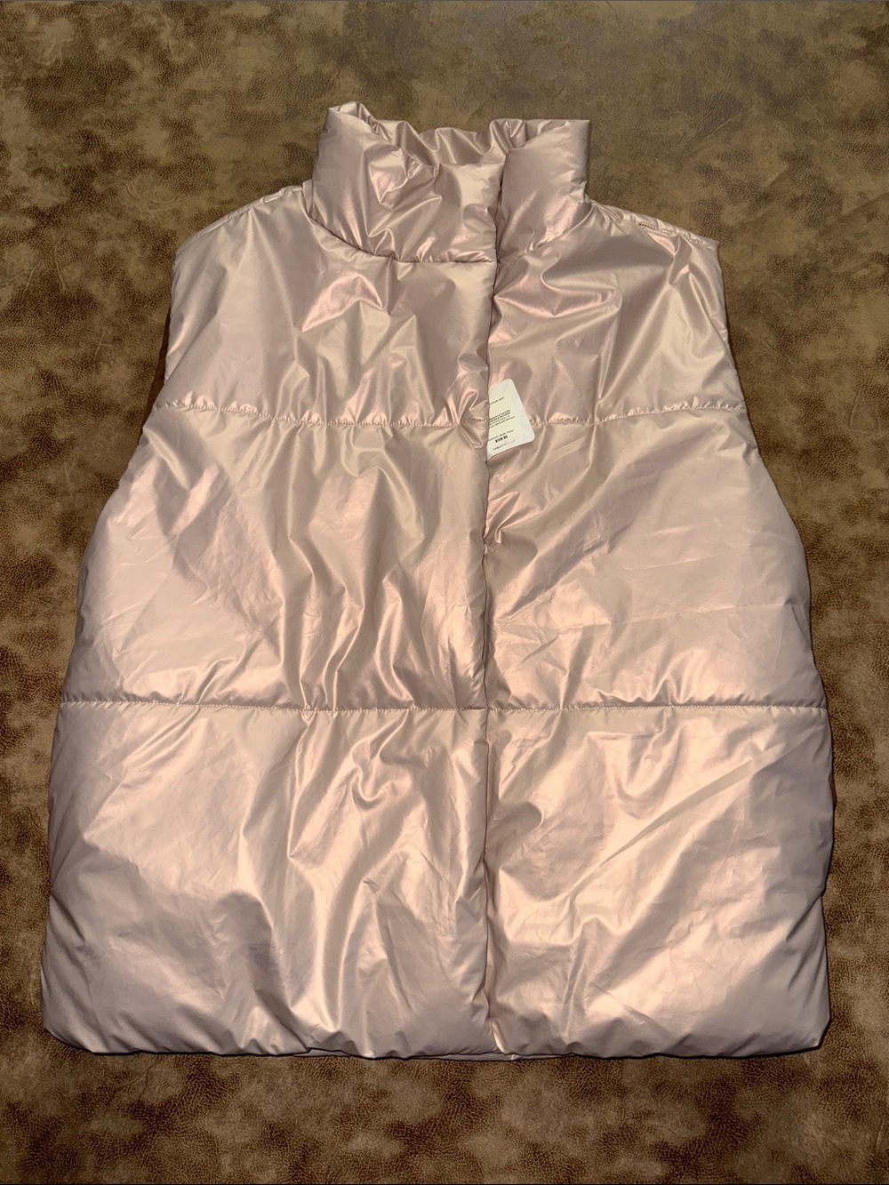 Fabletics Oversized Puffer Vest Natural Blush Bronzed Brown Size M NWT